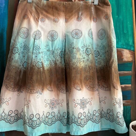 Brown and Cream Knee-Length Skater Skirt Size 11 - Picture 13 of 16